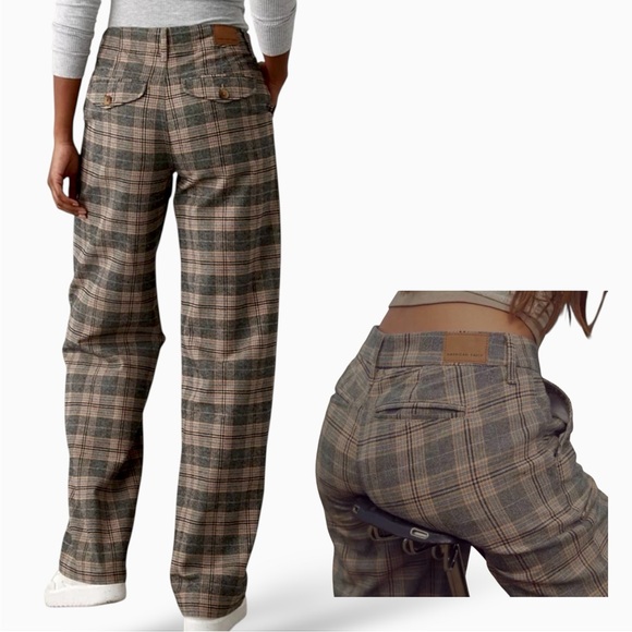 American Eagle Plaid Wide Leg Pants Women’s Size 6 Long - Picture 5 of 5